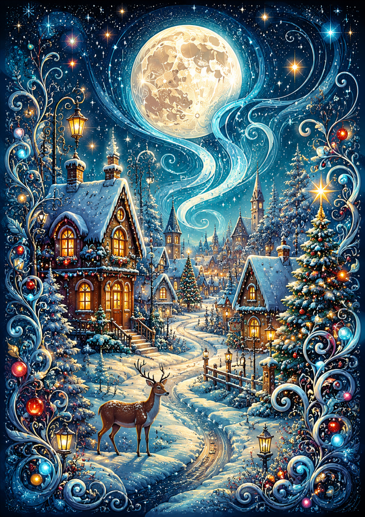 Sticker Sheet / Greeting Card – Fantasy Christmas Village Full Cat. No. 9667