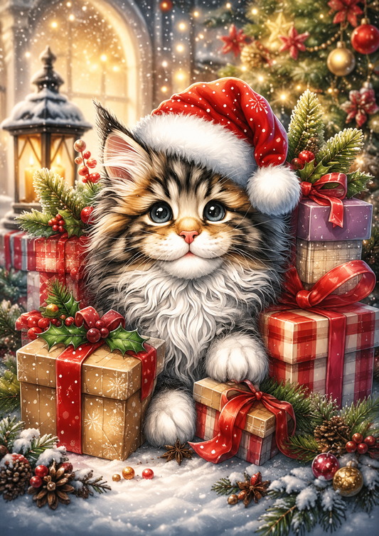 Sticker Sheet / Greeting Card – Festive Cat Full Cat. No. 9671