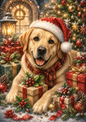 Sticker Sheet / Greeting Card – Cute Festive Labrador Full Cat. No. 9672