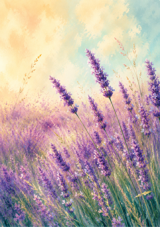 Sticker Sheet / Greeting Card – Wild Lavender Field Full Cat. No. 9679
