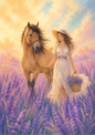 Sticker Sheet / Greeting Card – Horse , Girl & Wild Lavender Field Full Cat. No. 9680