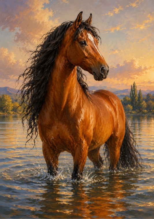 Sticker Sheet / Greeting Card – Horse in Lake Full Cat. No. 9683