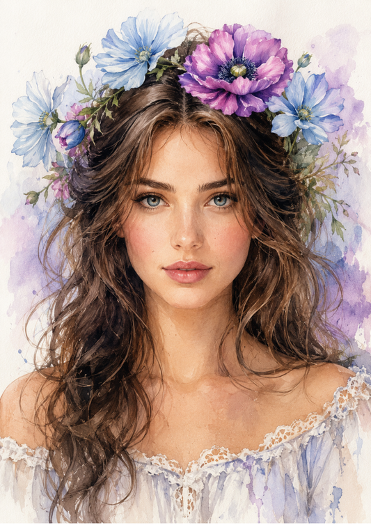 Sticker Sheet / Greeting Card – Beautiful Woman Portrait Full Cat. No. 9686