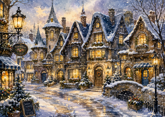 Sticker Sheet / Greeting Card – Winter Snowy Village Full Cat. No. 9692