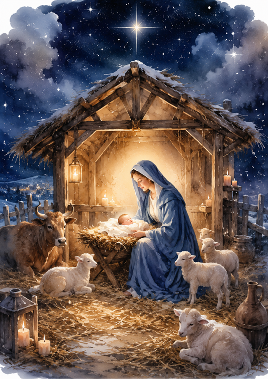 Sticker Sheet / Greeting Card – Nativity Scene - Mother & Jesus Full Cat. No. 9696