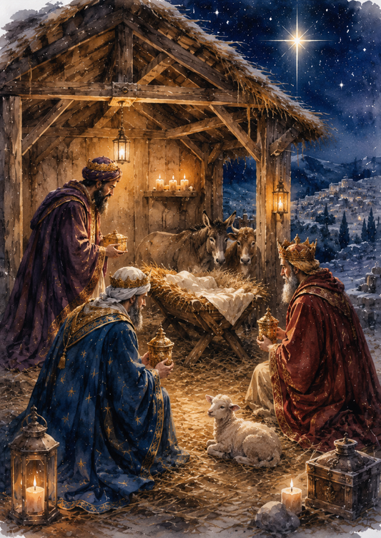 Sticker Sheet / Greeting Card – Nativity Scene - Wise Men Full Cat. No. 9697