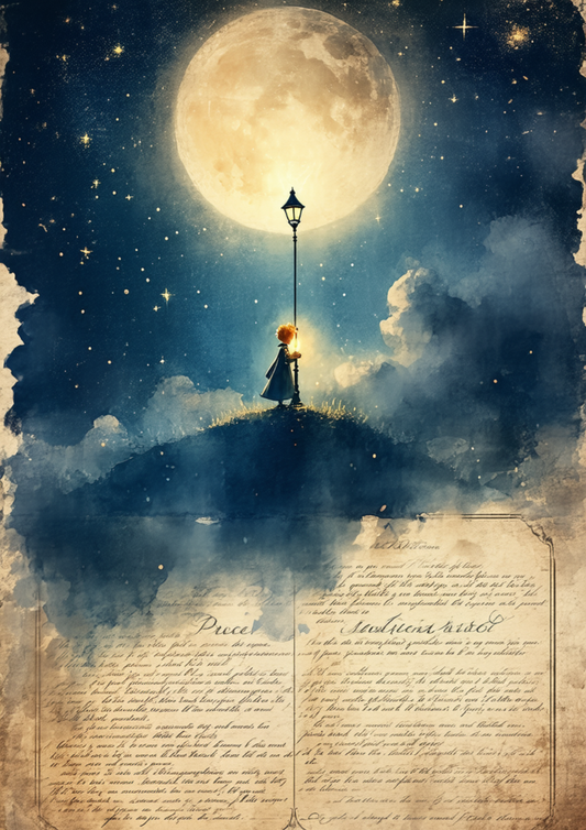 Sticker Sheet / Greeting Card – The Little Prince & Moon Full Cat. No. 9701