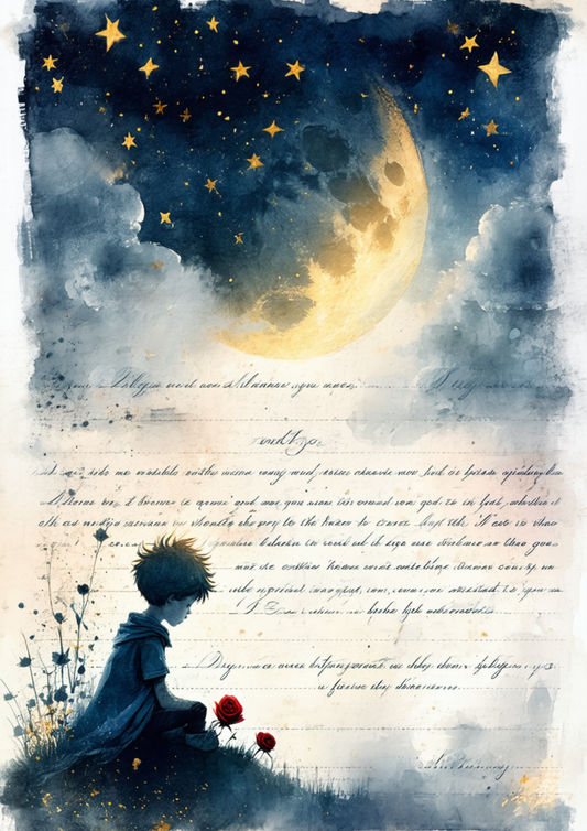 Sticker Sheet / Greeting Card – The Little Prince & Moon Full Cat. No. 9705