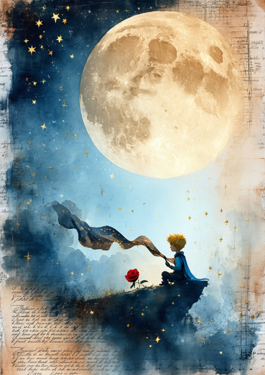 Sticker Sheet / Greeting Card – The Little Prince & Moon Full Cat. No. 9706