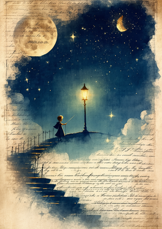 Sticker Sheet / Greeting Card – The Little Prince & Moon Full Cat. No. 9707