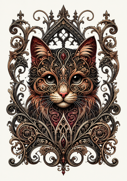 Sticker Sheet / Greeting Card – Gothic Cat Portrait Full Cat. No. 9712