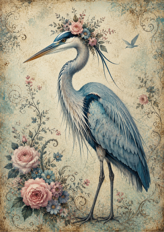 Sticker Sheet / Greeting Card – Vintage Blue Heron Full Cat. No. 9713