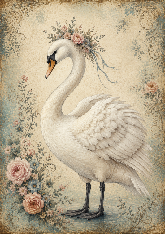 Sticker Sheet / Greeting Card – Vintage Swan Full Cat. No. 9714