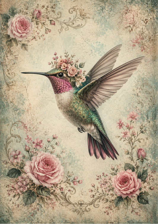 Sticker Sheet / Greeting Card – Vintage Hummingbird Full Cat. No. 9715