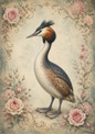 Sticker Sheet / Greeting Card – Vintage Great Crested Grebe Full Cat. No. 9716