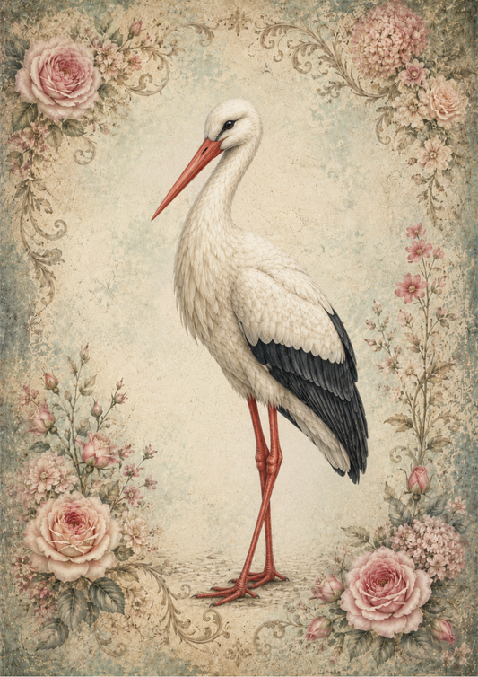 Sticker Sheet / Greeting Card – Vintage Stork Full Cat. No. 9717