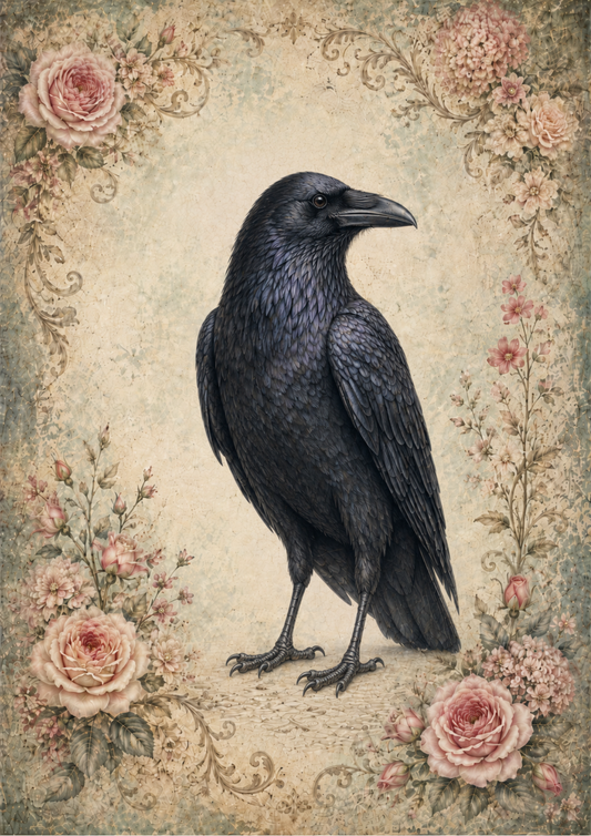 Sticker Sheet / Greeting Card – Vintage Black Raven Full Cat. No. 9718