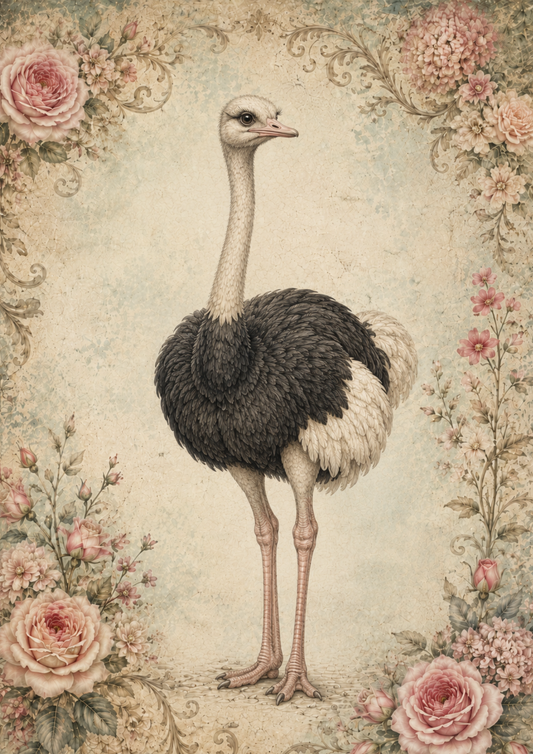 Sticker Sheet / Greeting Card – Vintage Ostrich Full Cat. No. 9720