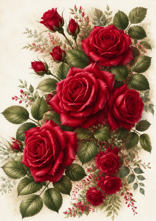 Sticker Sheet / Greeting Card – Red Roses Garland Full Cat. No. 9722