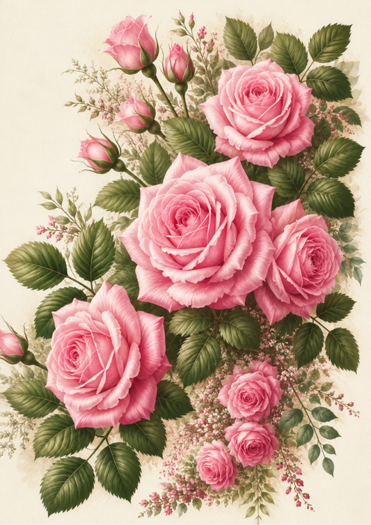 Sticker Sheet / Greeting Card – Pink Roses Garland Full Cat. No. 9723
