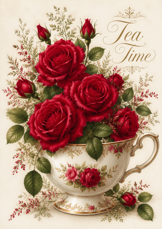 Sticker Sheet / Greeting Card – Red Roses Cup Full Cat. No. 9725