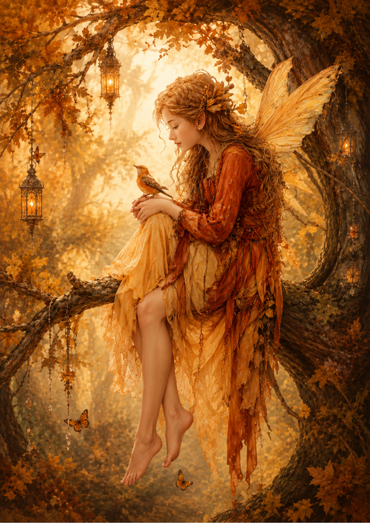 Sticker Sheet / Greeting Card – Beautiful Fairy on the Tree Full Cat. No. 9744