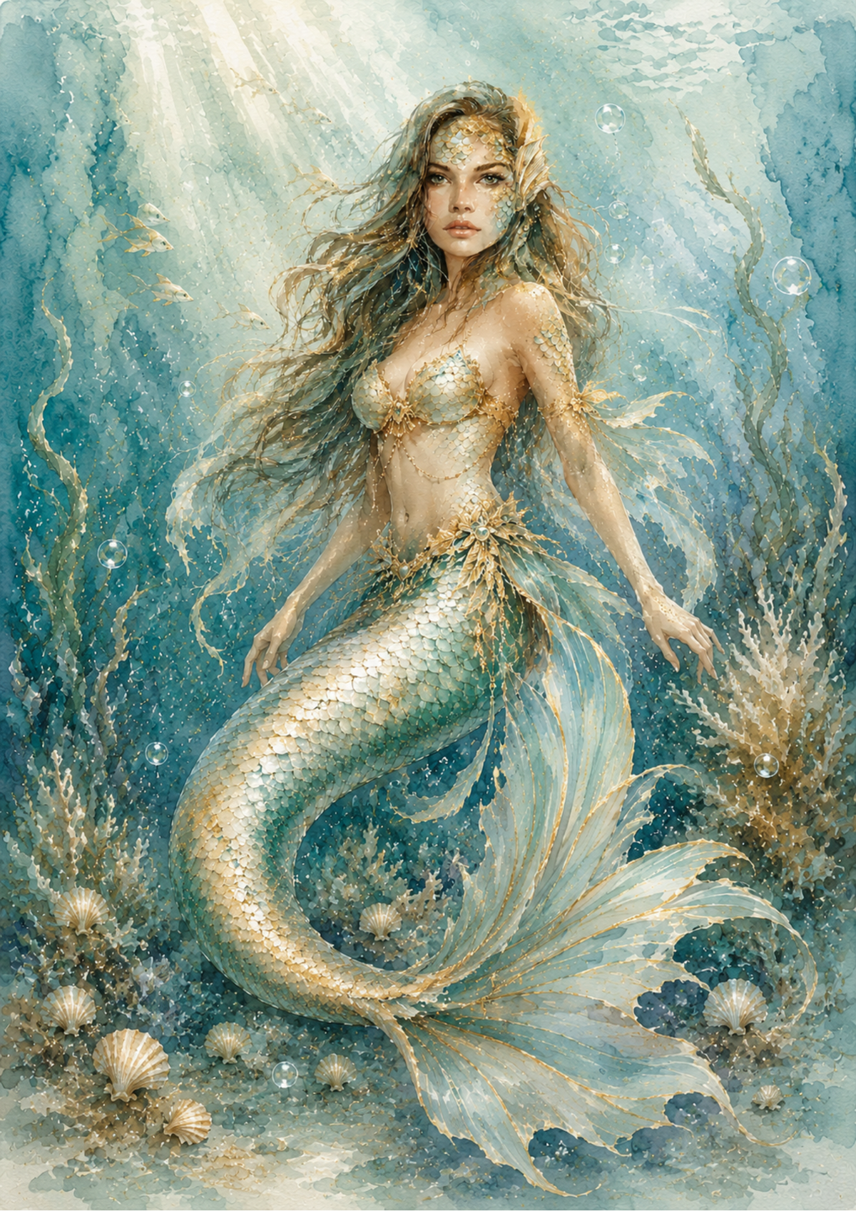 Sticker Sheet / Greeting Card – Beautiful Mermaid Full Cat. No. 9761