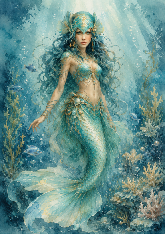 Sticker Sheet / Greeting Card – Beautiful Mermaid Full Cat. No. 9763