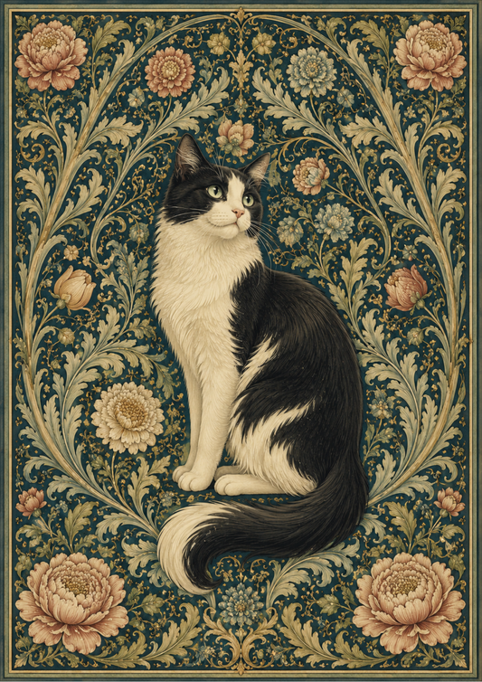 Sticker Sheet / Greeting Card – Cat on Green Backround Full Cat. No. 9765