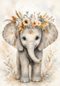 Sticker Sheet / Greeting Card – Adorable Boho Elephant Full Cat. No. 9768