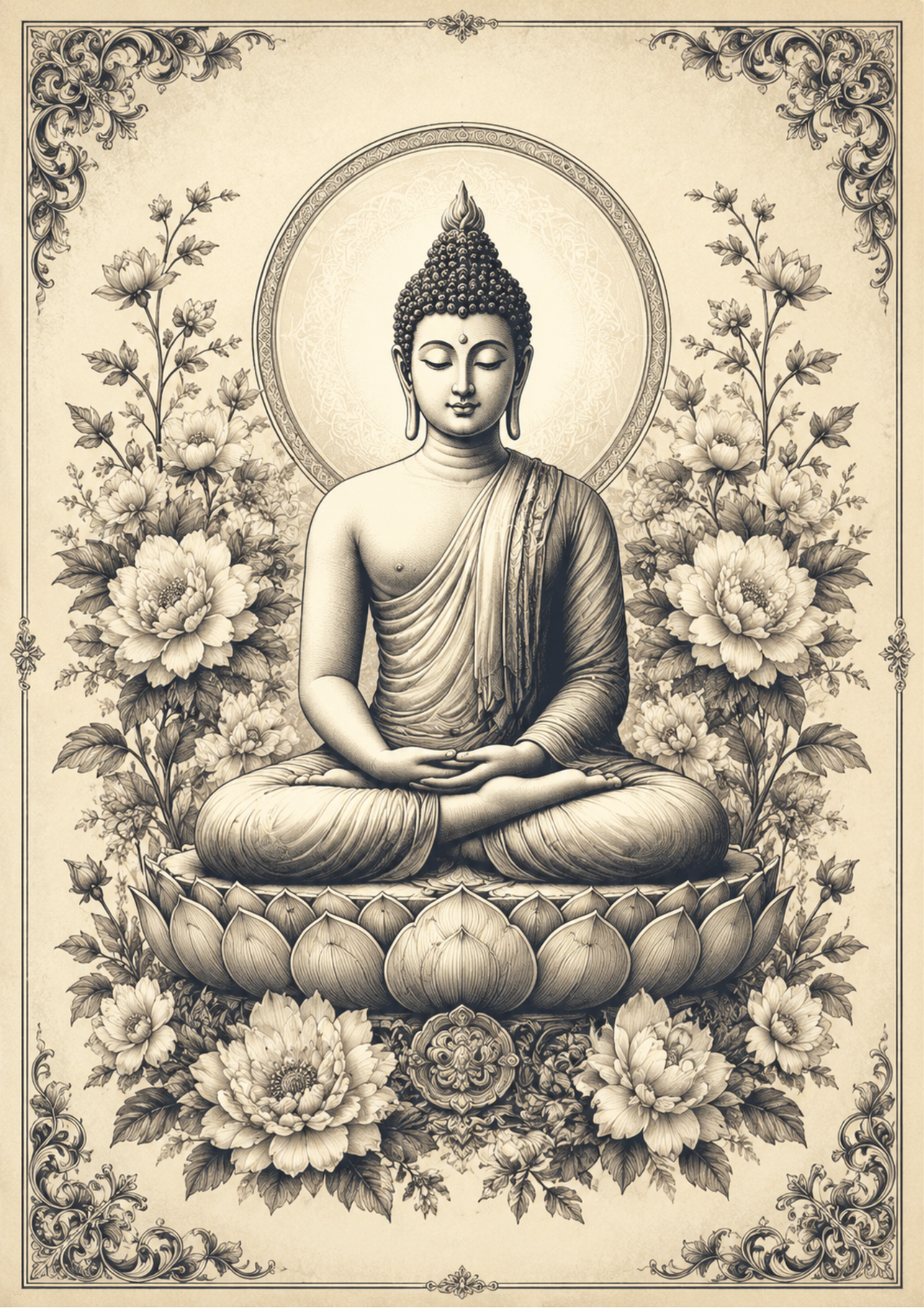 Sticker Sheet / Greeting Card – Vintage Buddha Full Cat. No. 9771