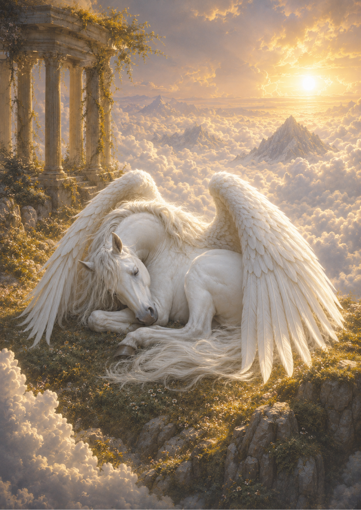 Sticker Sheet / Greeting Card – Sleeping Pegasus Full Cat. No. 9773
