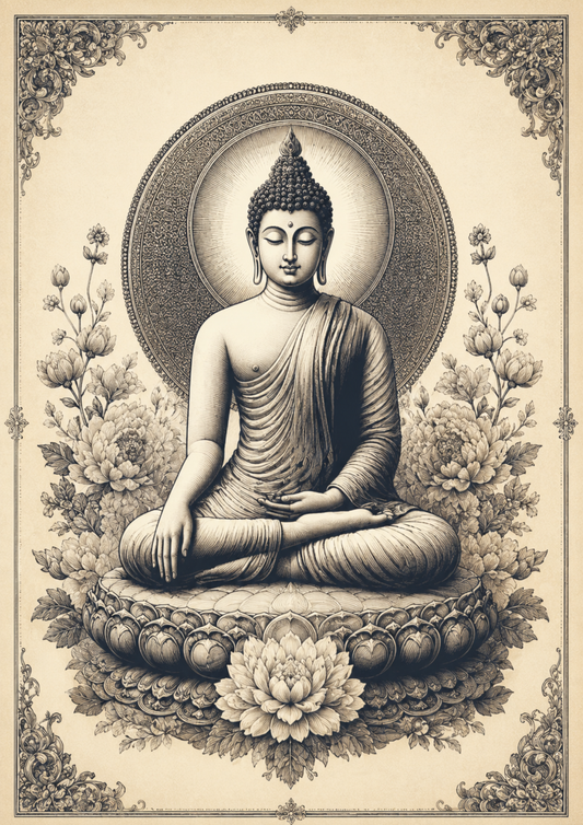 Sticker Sheet / Greeting Card – Vintage Buddha Meditation Full Cat. No. 9775