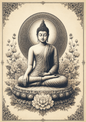 Sticker Sheet / Greeting Card – Vintage Buddha Meditation Full Cat. No. 9775