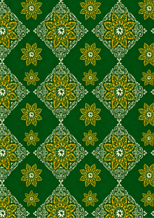 Sticker Sheet / Greeting Card – Moroccan Green Tile Pattern Full Cat. No. 9780