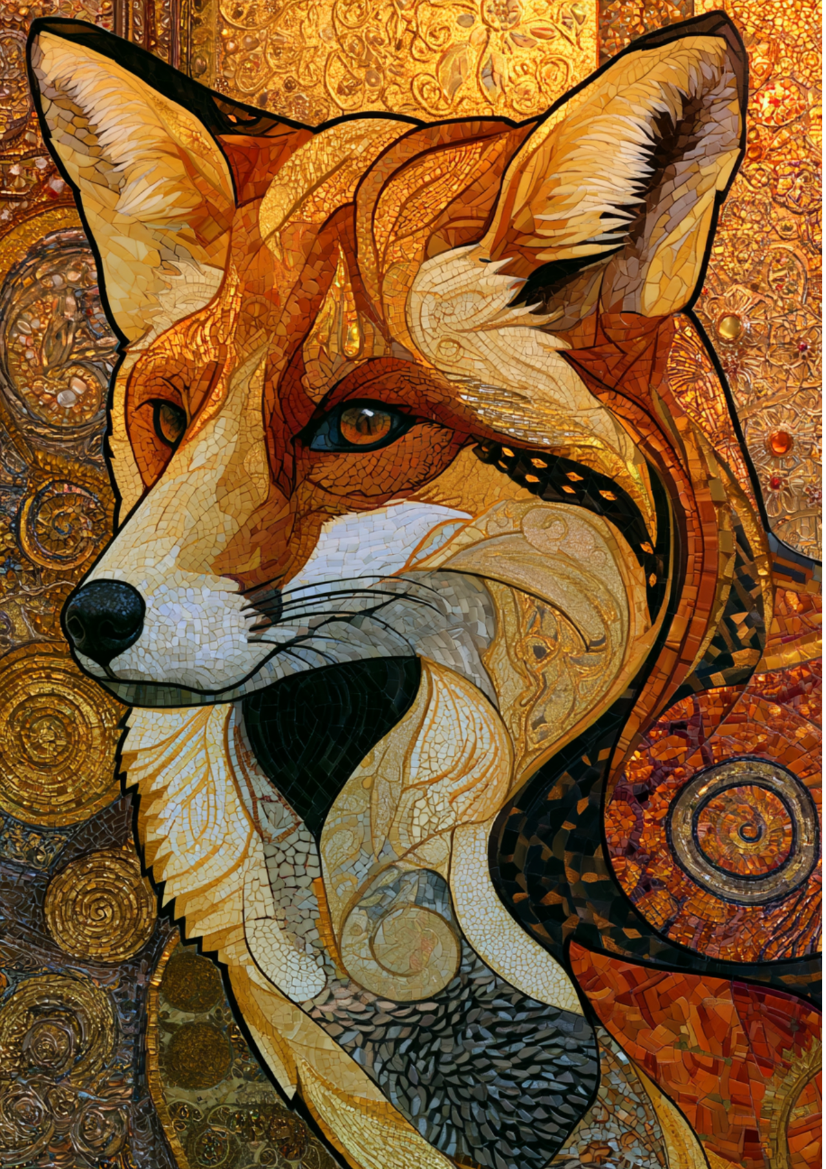 Sticker Sheet / Greeting Card – Fox Portrait in Klimt Style Full Cat. No. 9785