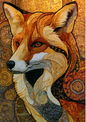 Sticker Sheet / Greeting Card – Fox Portrait in Klimt Style Full Cat. No. 9785