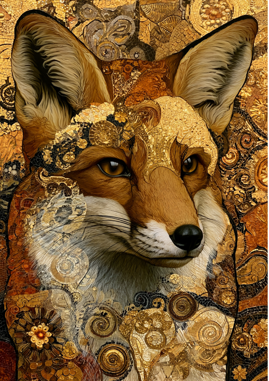 Sticker Sheet / Greeting Card – Fox Portrait in Klimt Style Full Cat. No. 9786