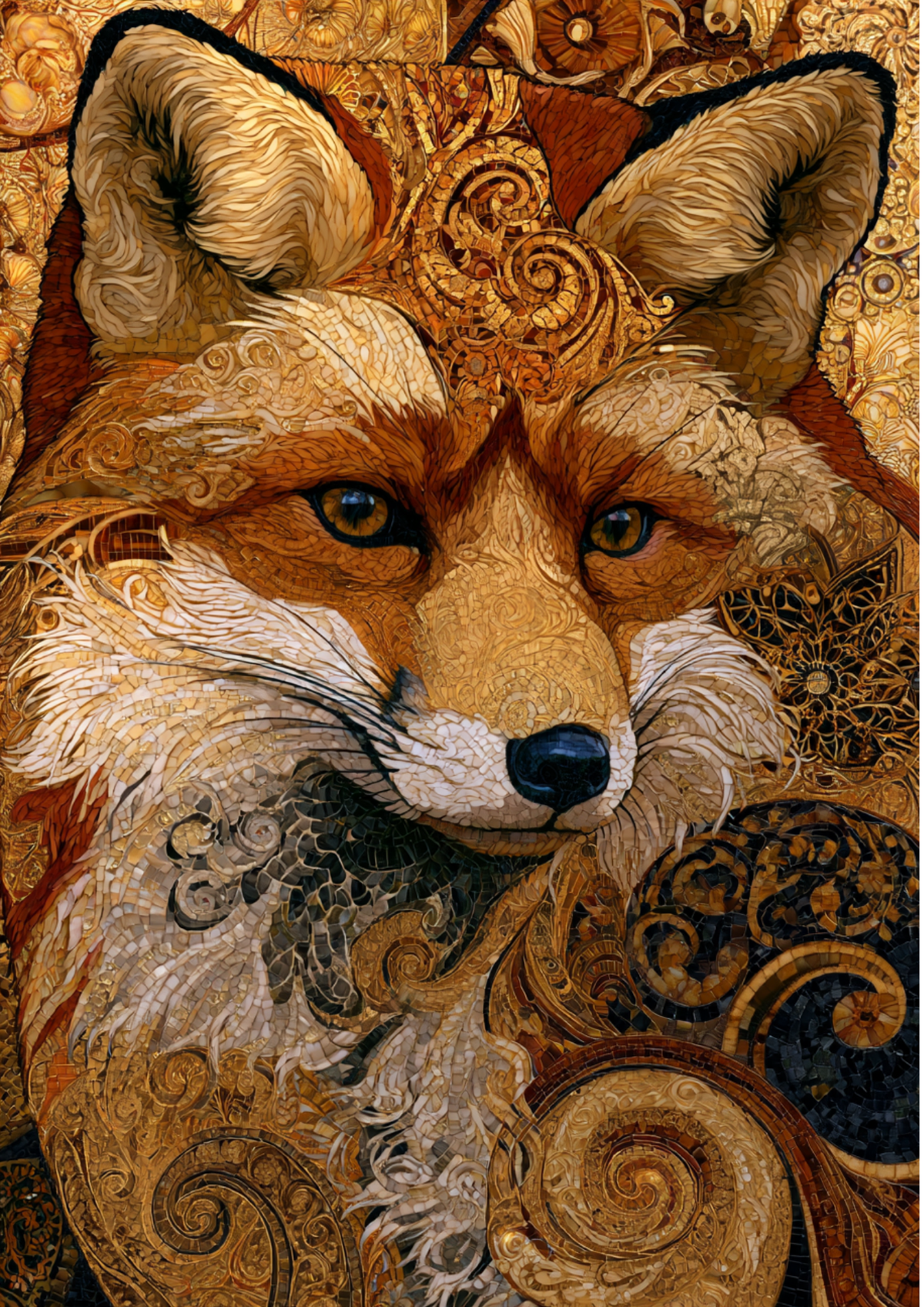 Sticker Sheet / Greeting Card – Fox Portrait in Klimt Style Full Cat. No. 9787