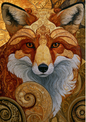 Sticker Sheet / Greeting Card – Fox Portrait in Klimt Style Full Cat. No. 9788