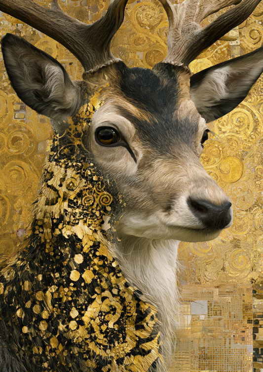 Sticker Sheet / Greeting Card – Deer Portrait in Klimt Style Full Cat. No. 9789