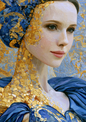 Sticker Sheet / Greeting Card – Woman Portrait in Blue & Gold Full Cat. No. 9792