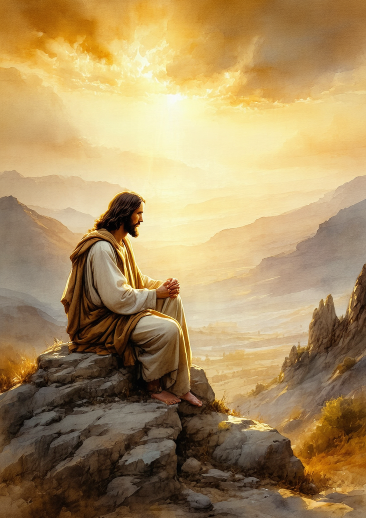 Sticker Sheet / Greeting Card – Jesus in Prayer at Sunrise Full Cat. No. 9797