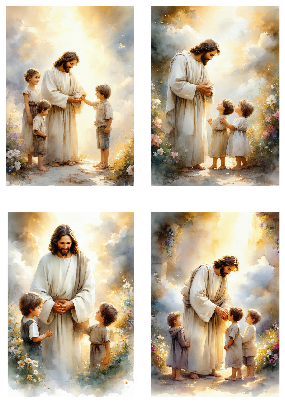 Sticker Sheet / Greeting Card – Jesus & Children Collage Cat. No. 9800