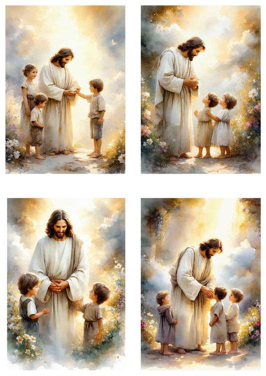 Sticker Sheet / Greeting Card – Jesus & Children Collage Cat. No. 9800