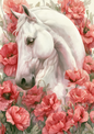Sticker Sheet / Greeting Card – White Horse in Poppies Full Cat. No. 9805