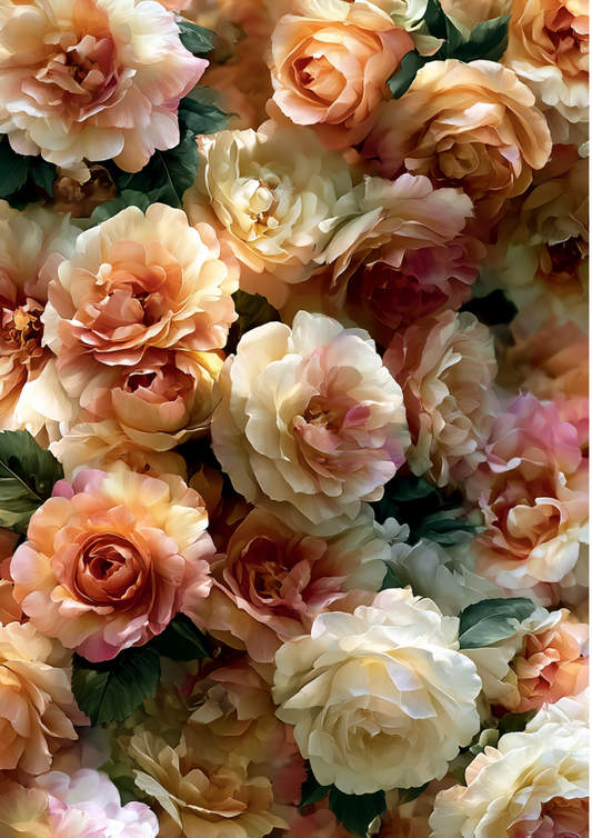 Sticker Sheet / Greeting Card – Vintage Peach Roses Full Cat. No. 9807