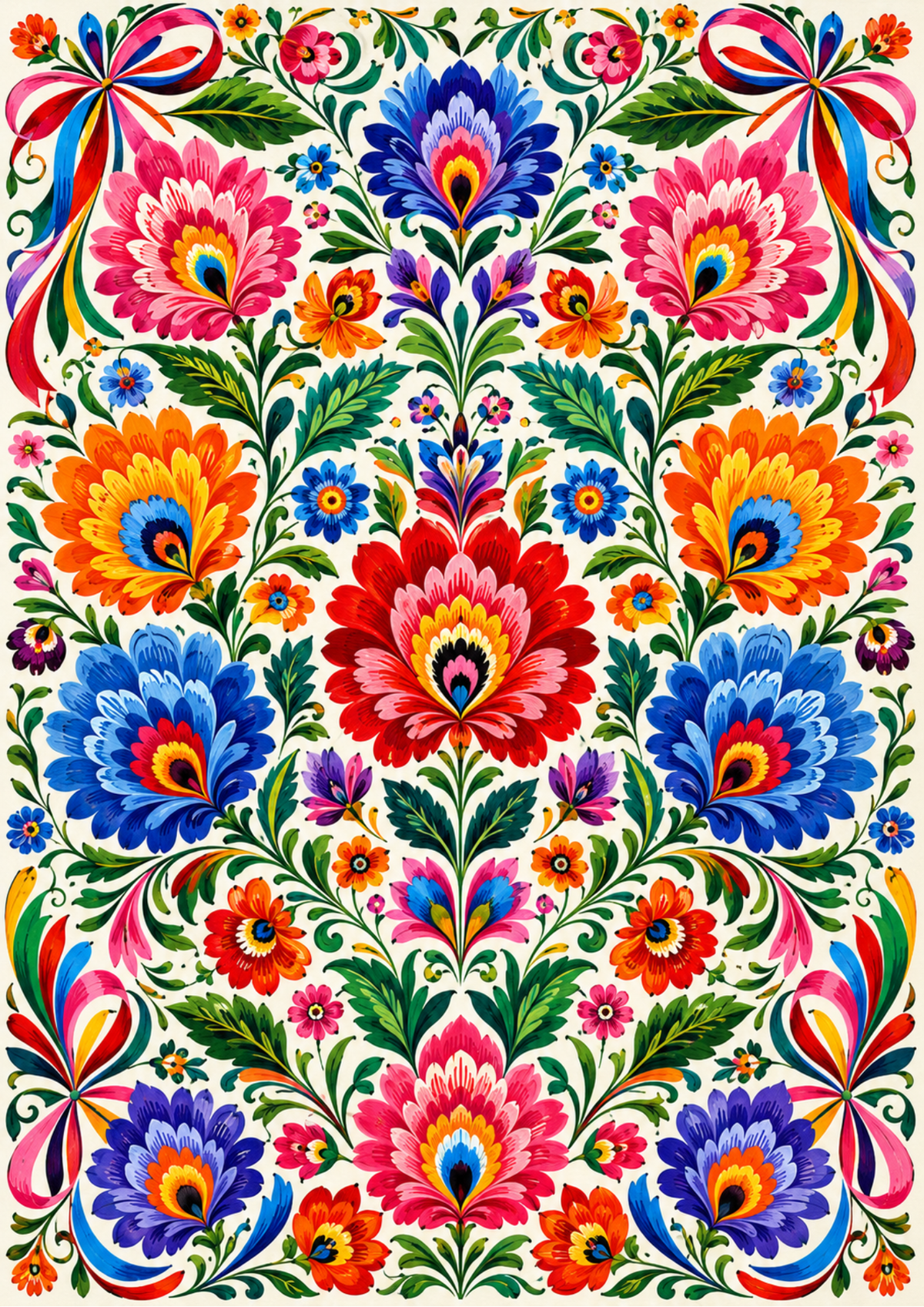 Sticker Sheet / Greeting Card – Polish Folk Floral Pattern Full Cat. No. 9825
