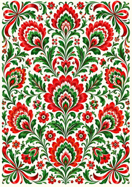 Sticker Sheet / Greeting Card – Polish Folk Floral Pattern Full Cat. No. 9826