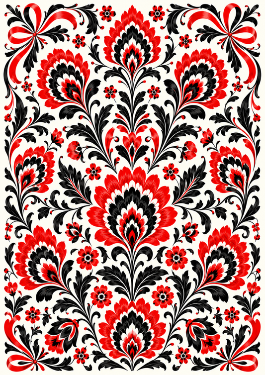 Sticker Sheet / Greeting Card – Polish Folk Floral Pattern Full Cat. No. 9827